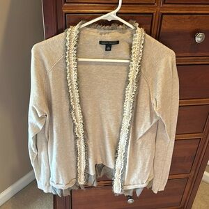 Banana Republicublic women’s open front cardigan, 100% cotton, large, tan/cream